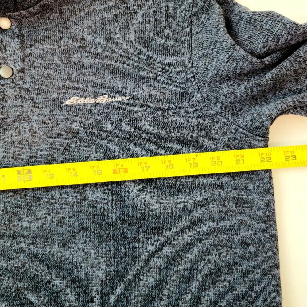 Eddie Bauer Men’s Large Radiator Fleece Pullover 1/4 Snap Front Top Navy Heather